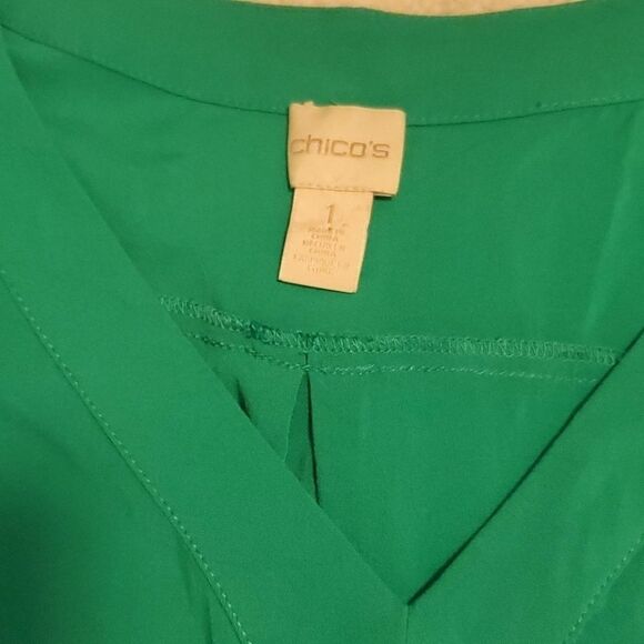 Chico's green viscose blouse with lace up sleeve - Picture 3 of 13